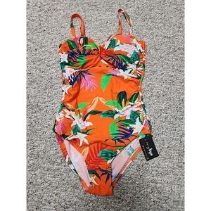 Pour Moi Tropical Free Spirit One Piece Bathing Swim Suit Zest 8 NWT